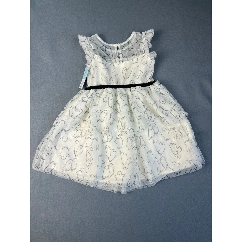 Cat & Jack Ghost Halloween Tulle Dress Spooky Whimsigoth Gothic Kids 5T